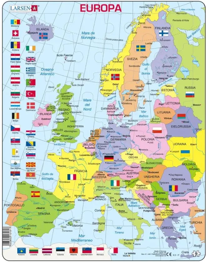 Frame Puzzle - Political Map of Europe (Italian)
