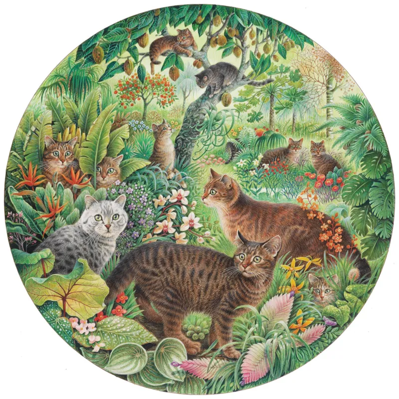 Round Puzzle - Tiger Cats in the Jungle