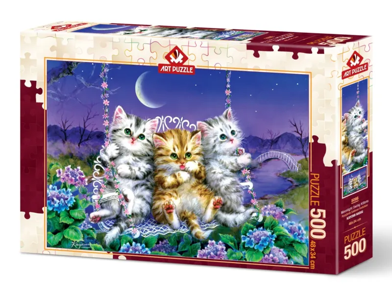 Kittens Swinging in the Moonlight