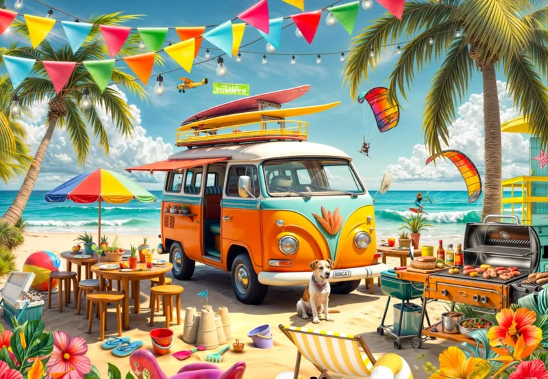 Camping Van at the Beach