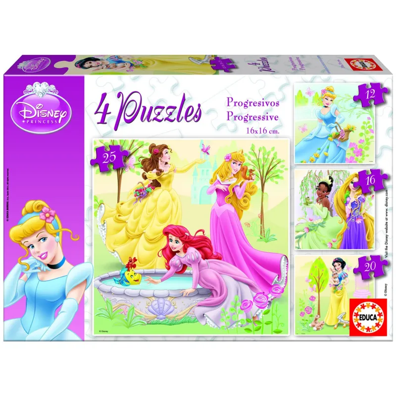 Jigsaw Puzzle - 4 Progressive Puzzles : Disney Princesses