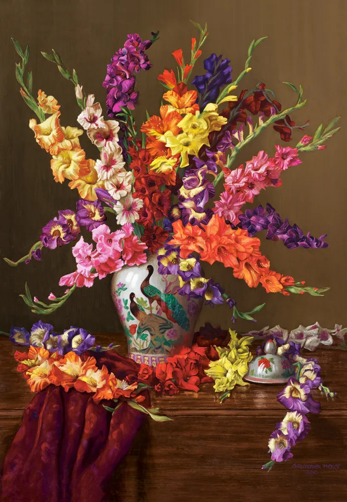 Gladioli in Chinese Vase