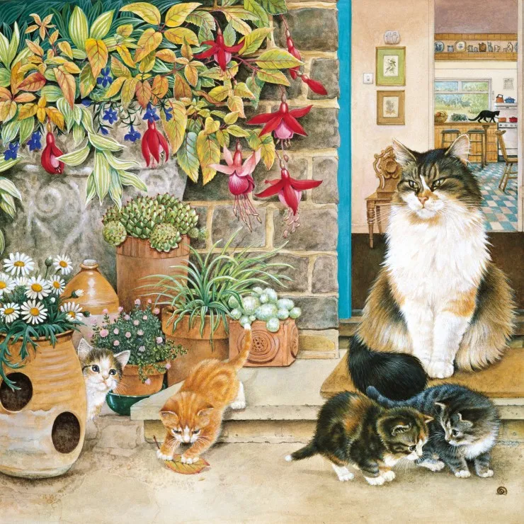 Agneatha and her Kittens on the Doorstep
