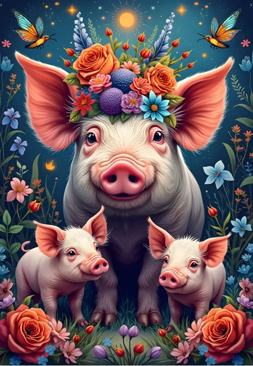 Pig Family out for a Walk