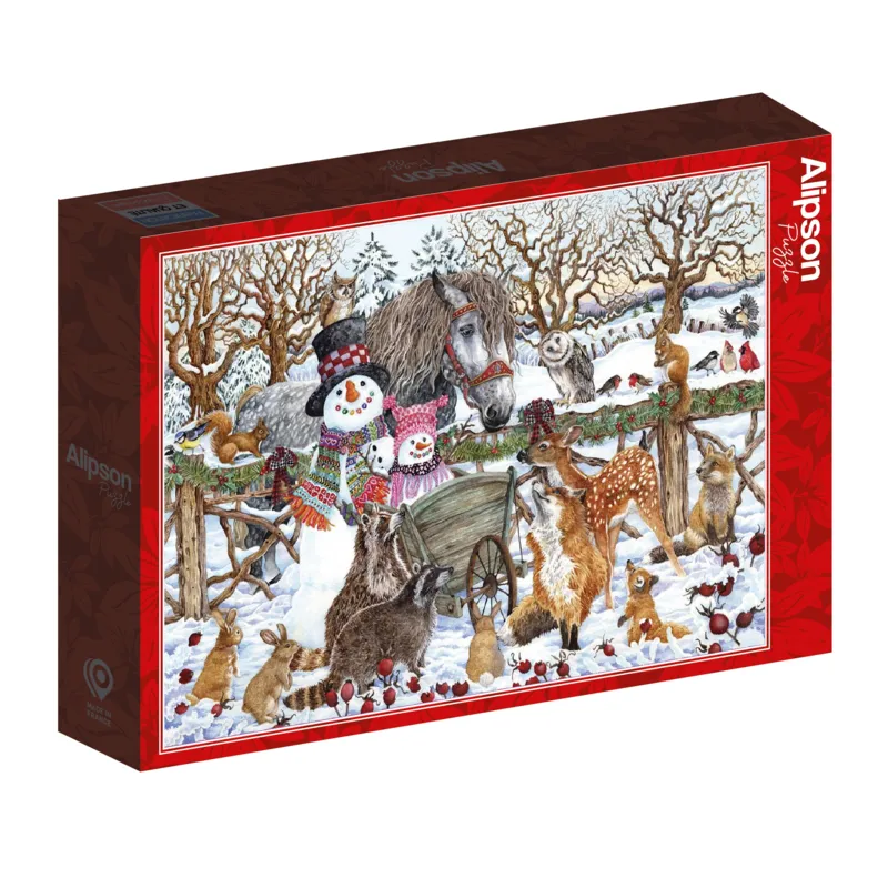Two Snowmen Winter Scene
