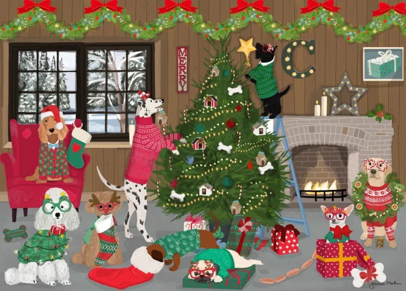 Christmas Dogs Decorating