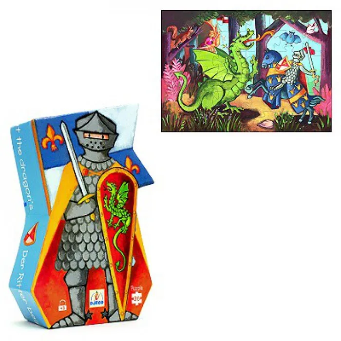 Jigsaw Puzzle - 36 Pieces - Knight Shaped Box - The Knight and the Dragon