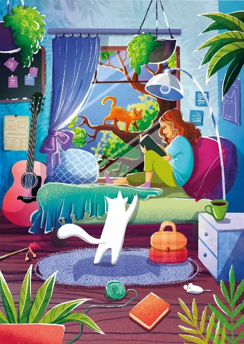 Girl & Cats