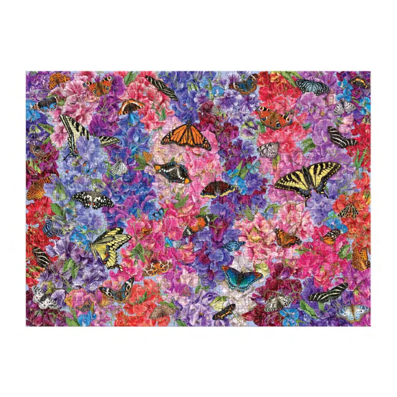 Butterflies In the Sweet Peas 1000 Piece Puzzle - Troy Litten