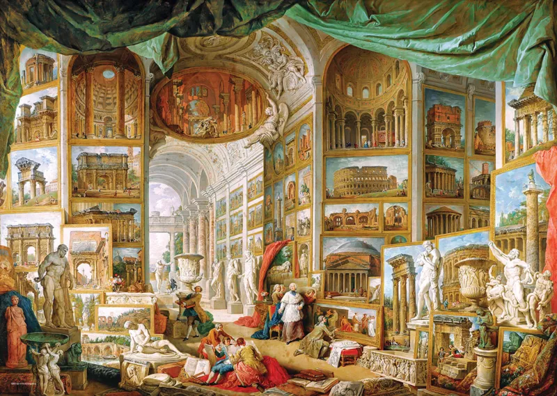 Gallery of antique Rome by Paolo Pannini