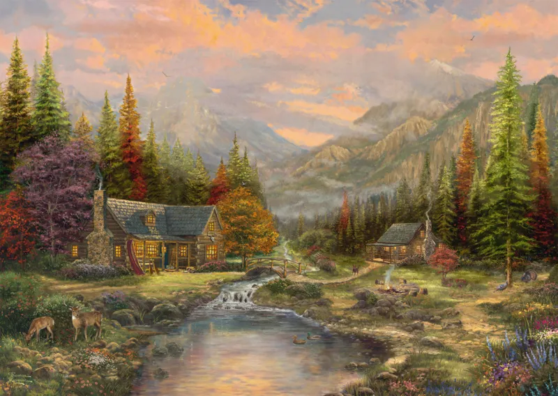 Wooden puzzle - Mountain Scenery with Stream