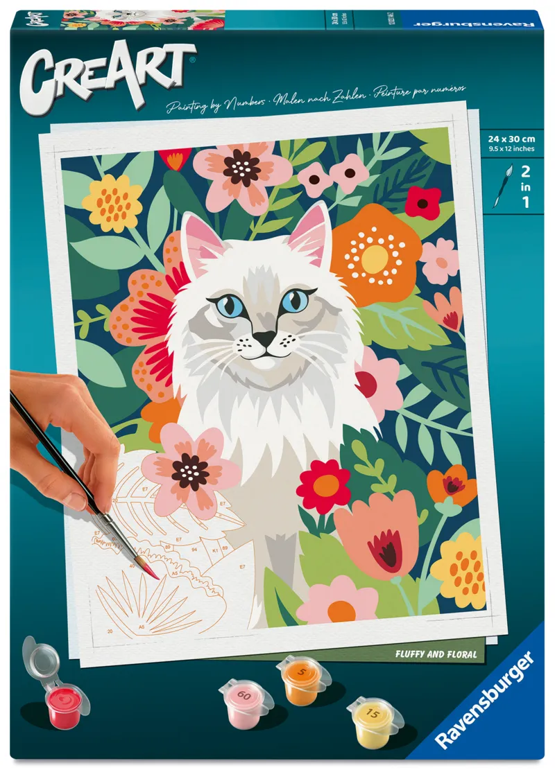 Paint by Number - CreArt - White Cat & Flowers