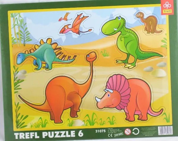 Cardboard Puzzle - 6 Pieces - Dinosaurs