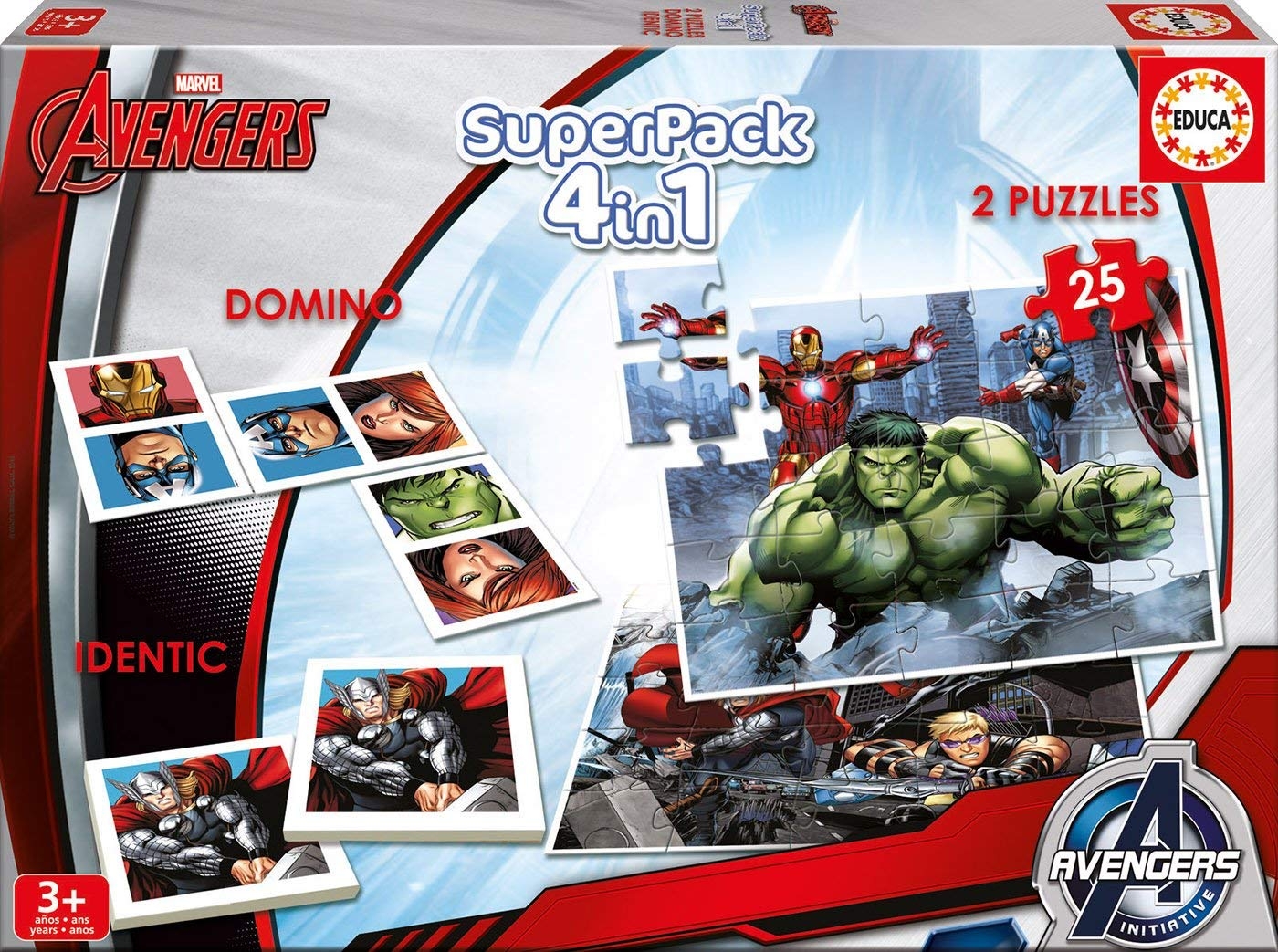 Puzzle Superpack 4 in 1 - Marvel Avengers - 25 pièces - Educa-16692