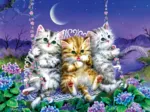 Kittens Swinging in the Moonlight
