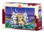 Kittens Swinging in the Moonlight