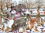 Two Snowmen Winter Scene