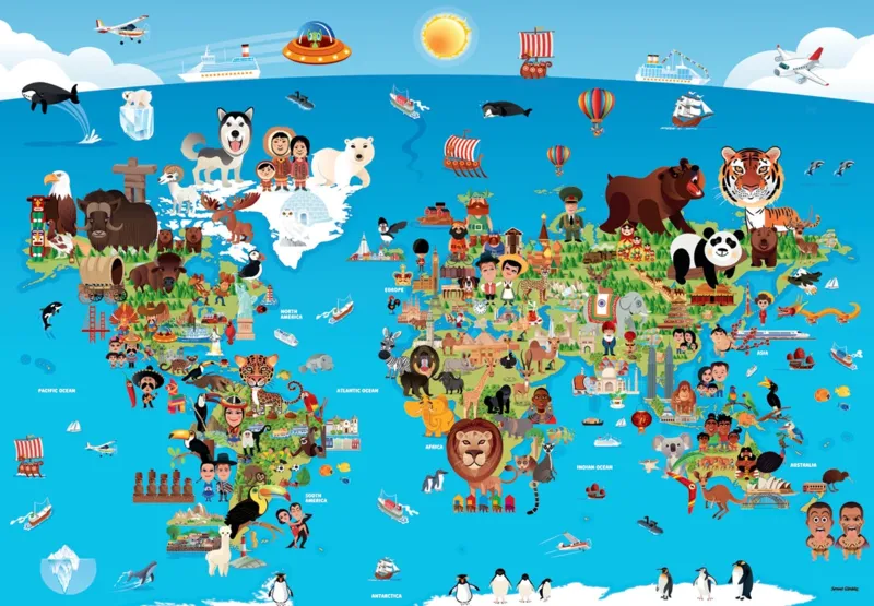 XXL Pieces - Cartoon World Map - Perre / Anatolian - 260 pieces…