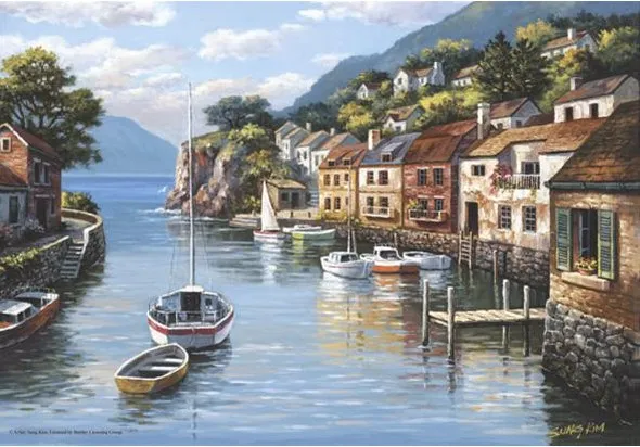 Village at the edge of the water