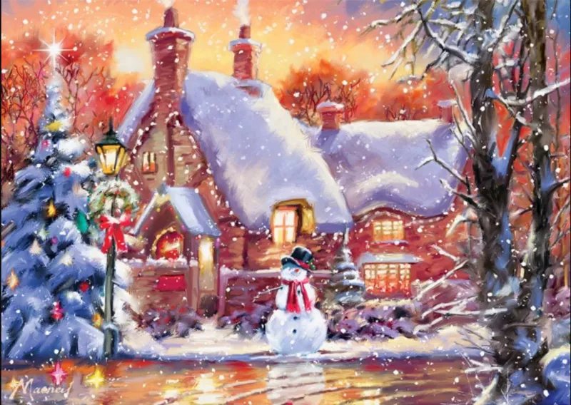 Holiday - Snowman Cottage - Glitter Puzzle