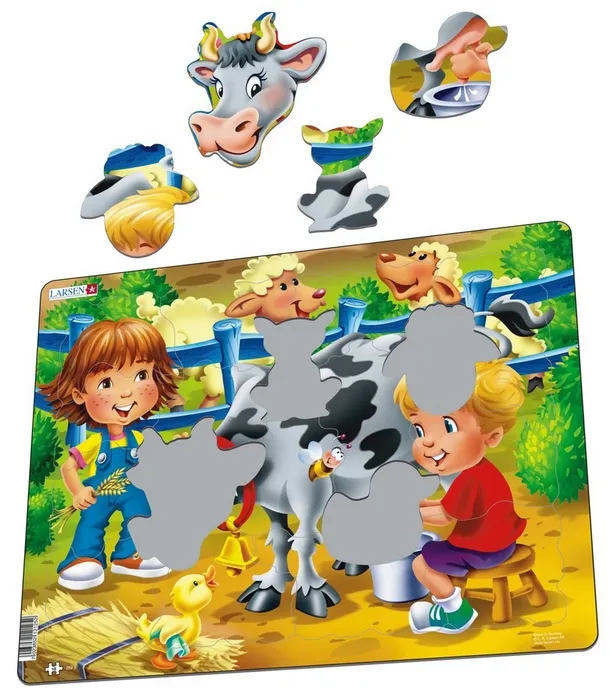 Frame Jigsaw Puzzle - Farm Kids with Cow