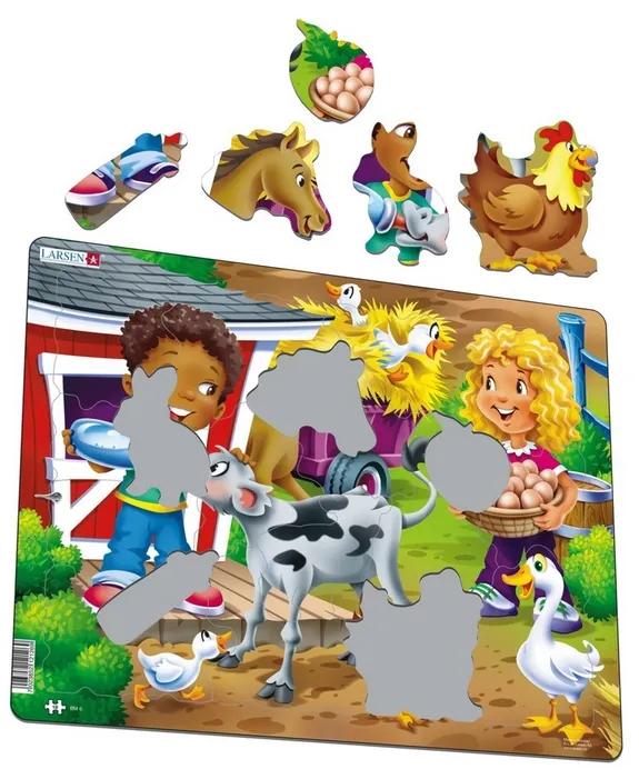 Frame Jigsaw Puzzle - Farm Kids with Calf