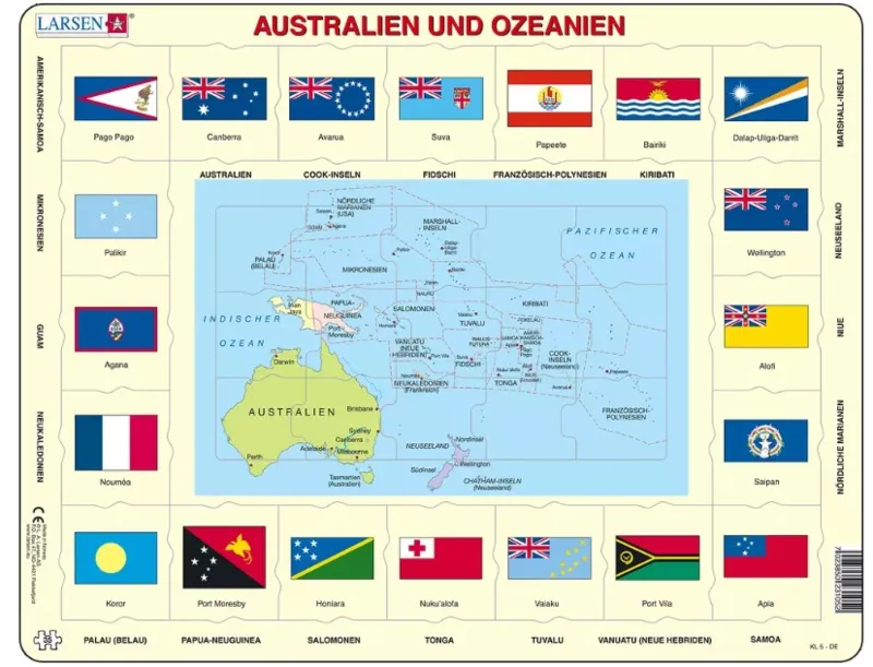 Frame Jigsaw Puzzle - Australia and Oceania (in German)