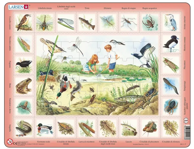 Frame Jigsaw Puzzle - Animaux du Lac (en Italien)