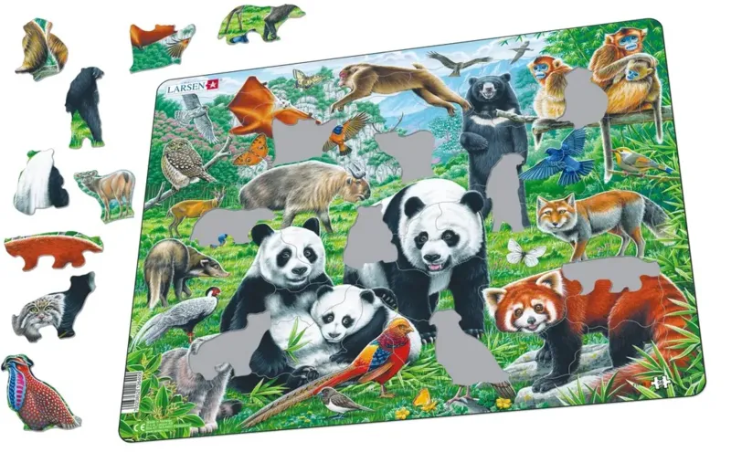 Frame Puzzle - Panda Bear Family on a China Mountain Plateau