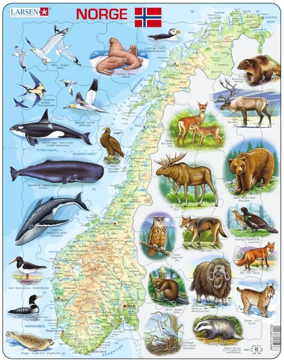 Frame Puzzle - Physical map of Norway