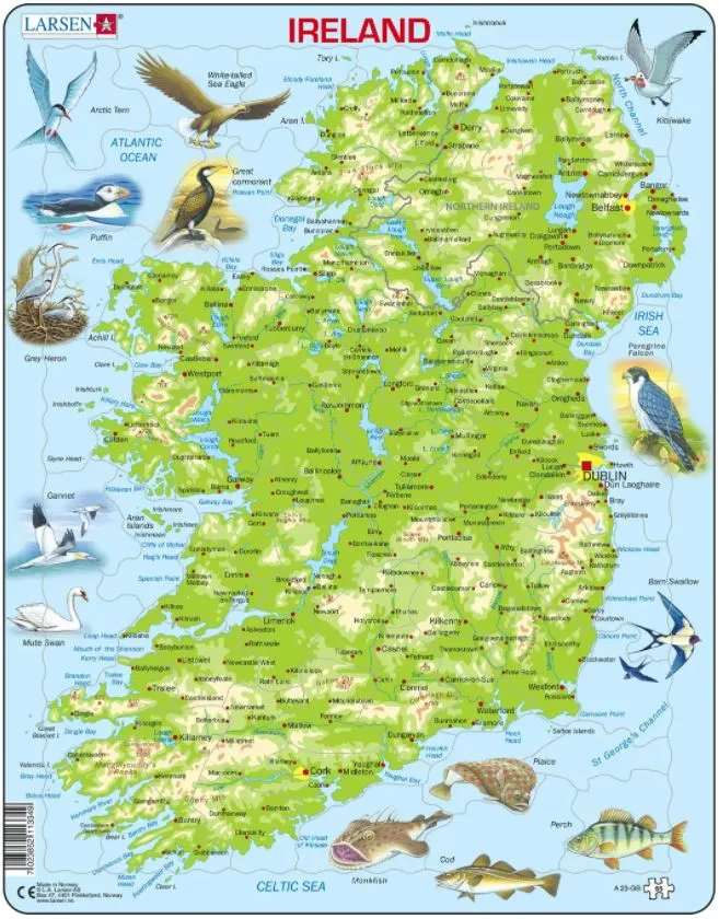 Frame Puzzle - Ireland Topographic Map (English)
