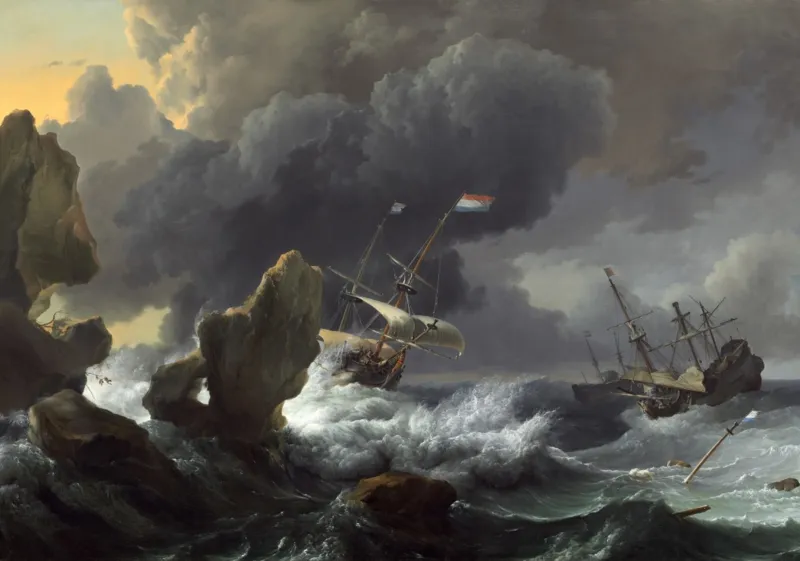 Ludolf Backhuysen: Ships in Distress off a Rocky Coast, 1667