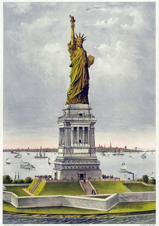 Poster Currier & Ives: The great Bartholdi Statue, Liberty enlightening the World, 1885