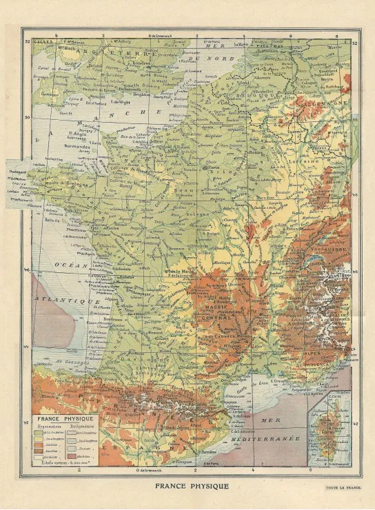 Map of France - Larousse, 1925