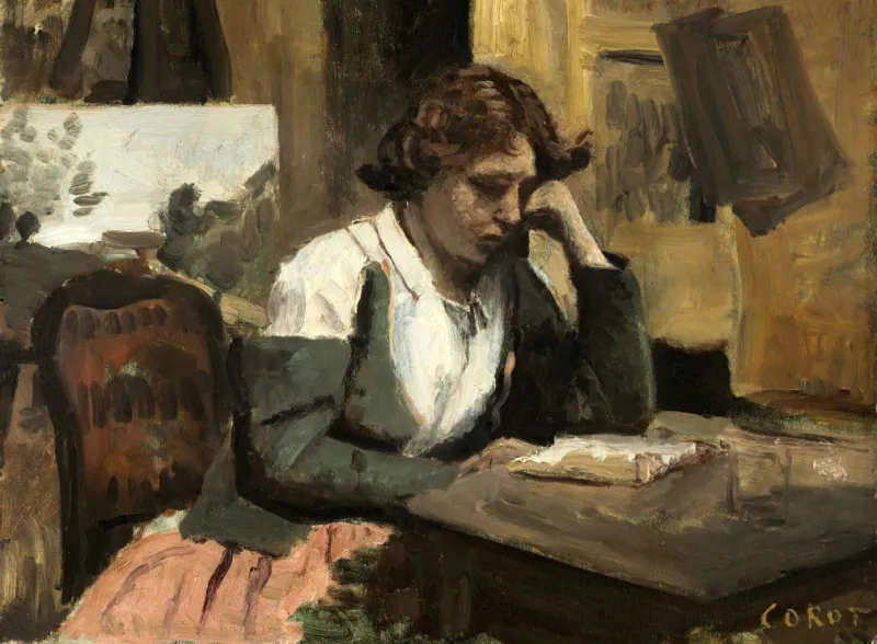 Jean-Baptiste-Camille Corot: Young Girl Reading: Young Girl Reading, 1868
