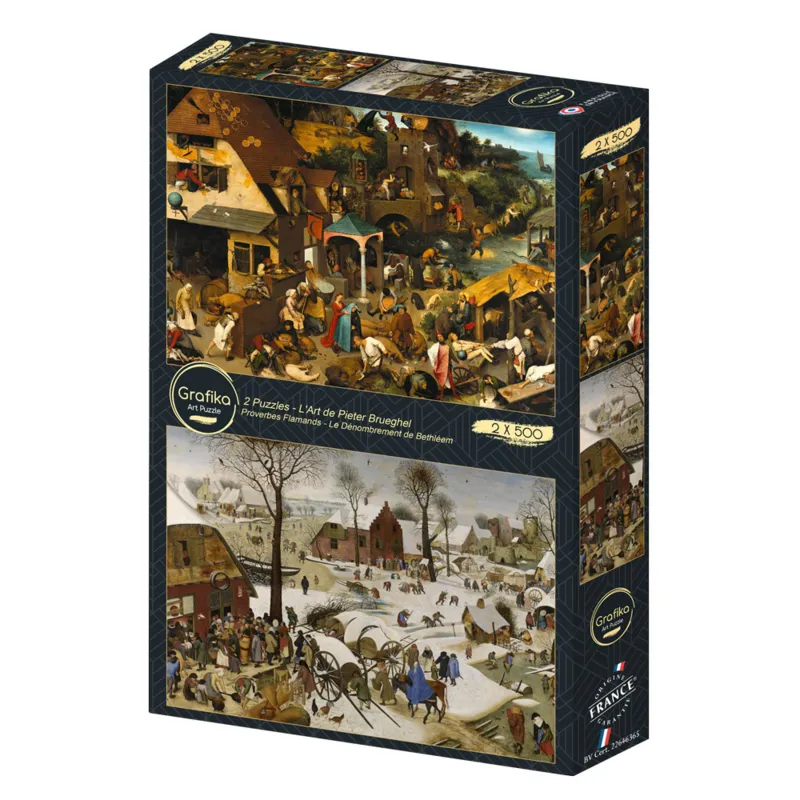 2 Puzzles - The Art of Pieter Brueghel: Flemish Proverbs - The Enumeration of Bethlehem