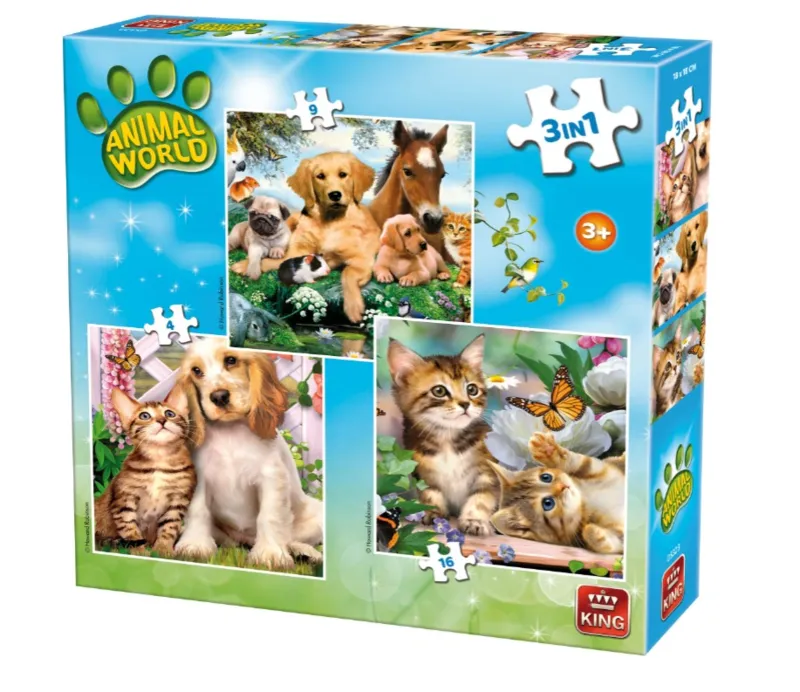 3 Jigsaw Puzzles - Animal World
