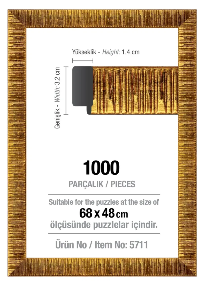 1000 Piece Puzzle Frame - Gold - 3 cm