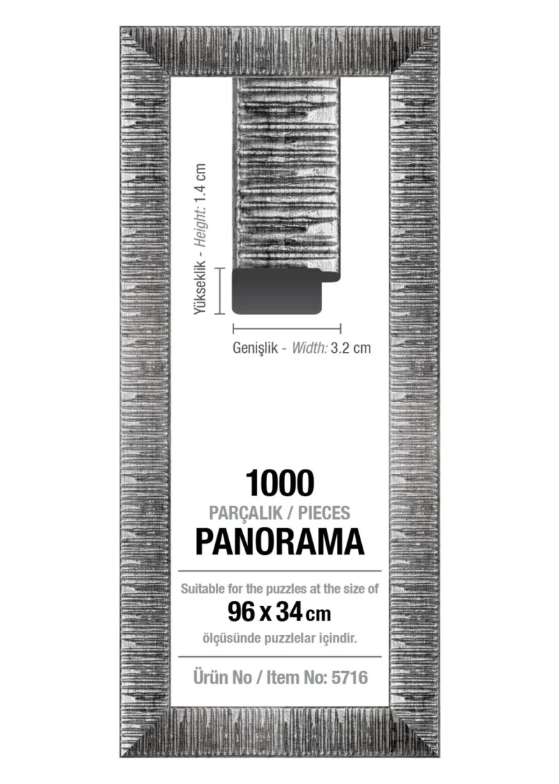 1000 Piece Panoramic Puzzle Frame - Silver - 3 cm