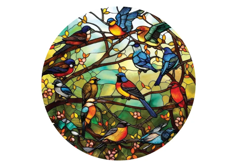 Round Puzzle - Stained Glass Forest Chorus