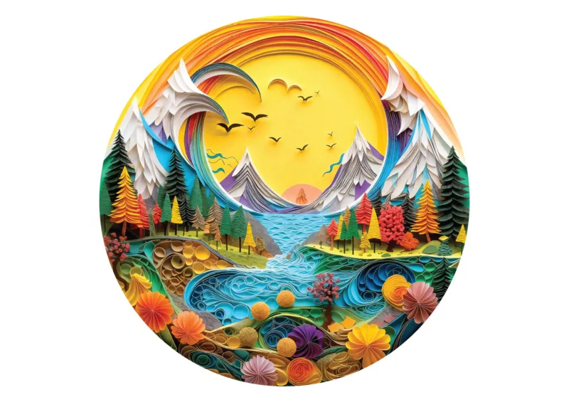 Round Puzzle - Paper Landscape