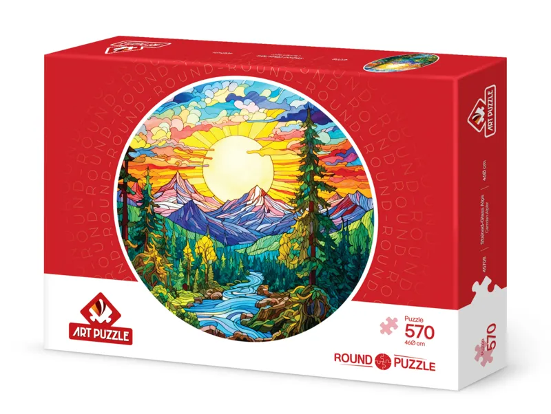 Round Puzzle - Stained-Glass Alps