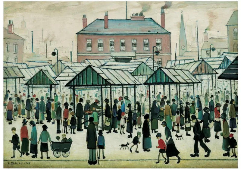 Wooden Puzzle - Market Scene, Northern Town, 1939