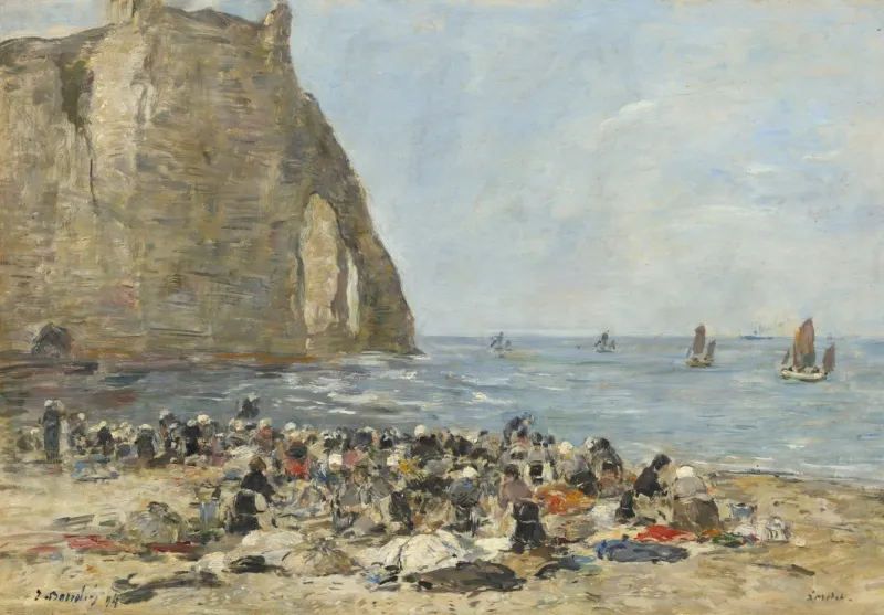Eugène Boudin: Washerwomen on the Beach of Etretat, 1894