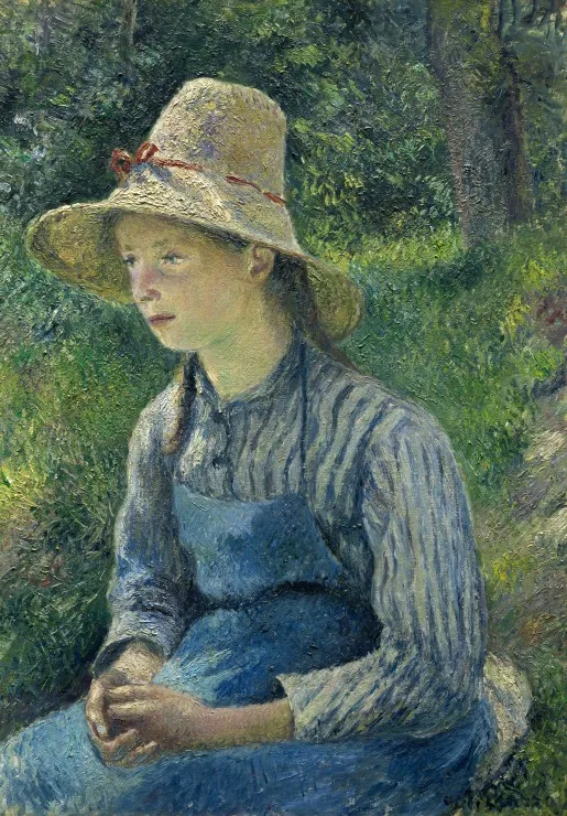 Camille Pissarro: Peasant Girl with a Straw Hat, 1881