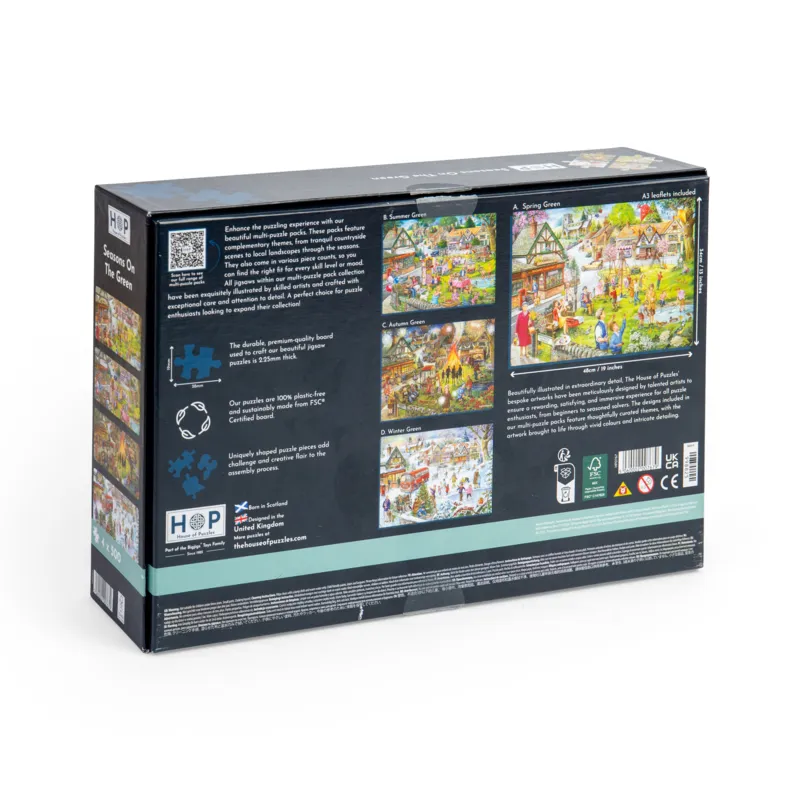 4 Puzzles - Dorfplatz im Wandel der Jahreszeiten