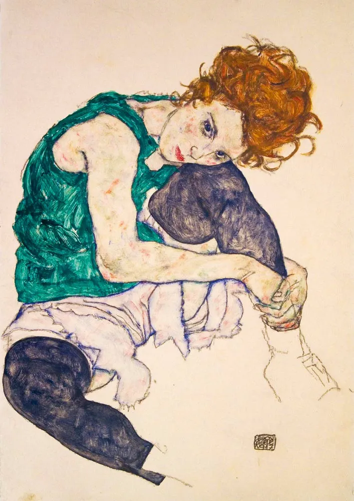 Egon Schiele - Seated Woman with Legs Drawn Up, 1917