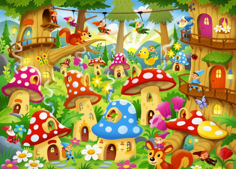Gnomes in Mushroom Homes