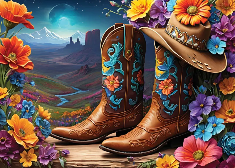 2 Puzzles - Cowgirl and Boots - Far West Collection