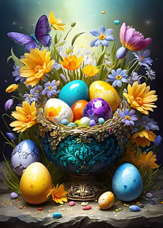 Easter Eggs and Flowers